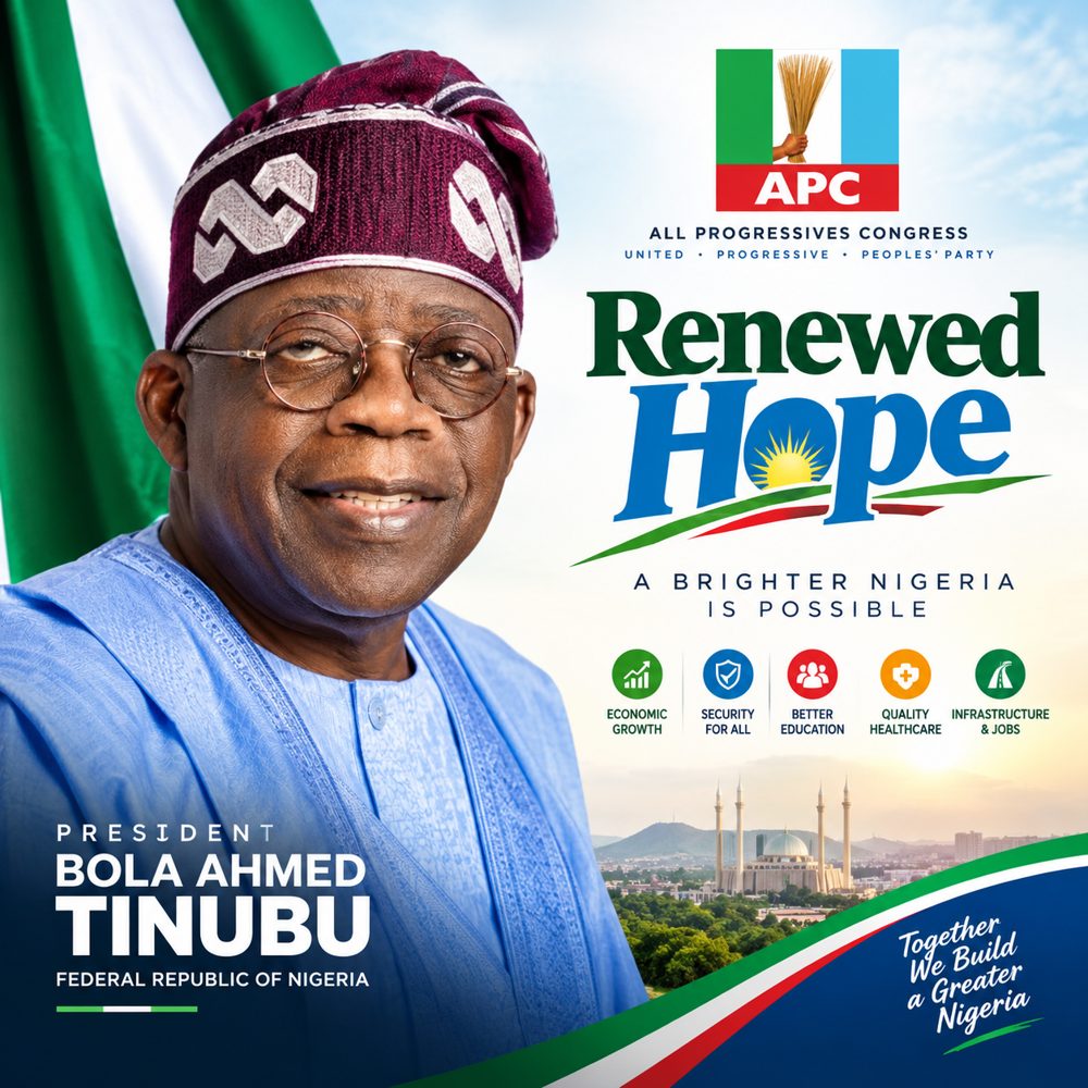Renewed Hope campaign poster of President Bola Ahmed Tinubu